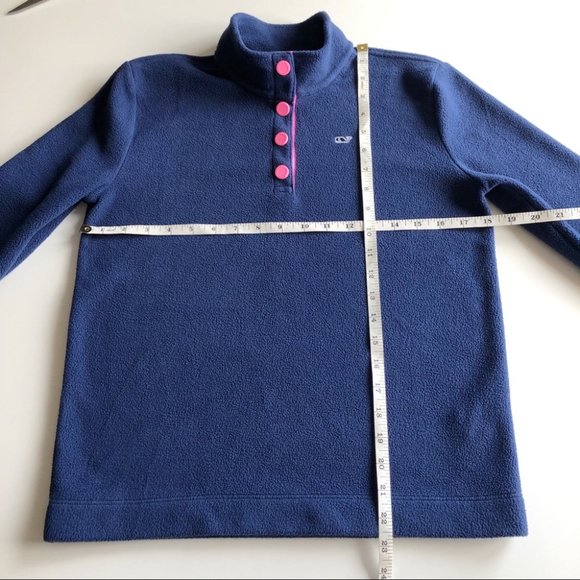 Vineyard Vines Girls’ Navy Pink Fleece Pullover L - Picture 7 of 8